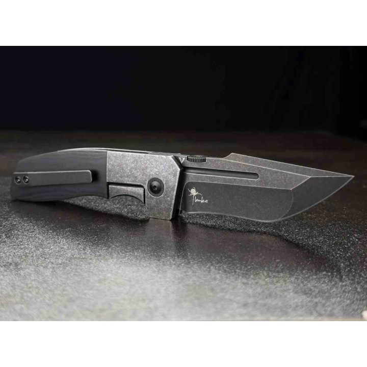 Couteau Begg Knives One Black Lame Tanto Recurve Acier VG10 Manche G10 Framelock Clip BG064 - Livraison Gratuite