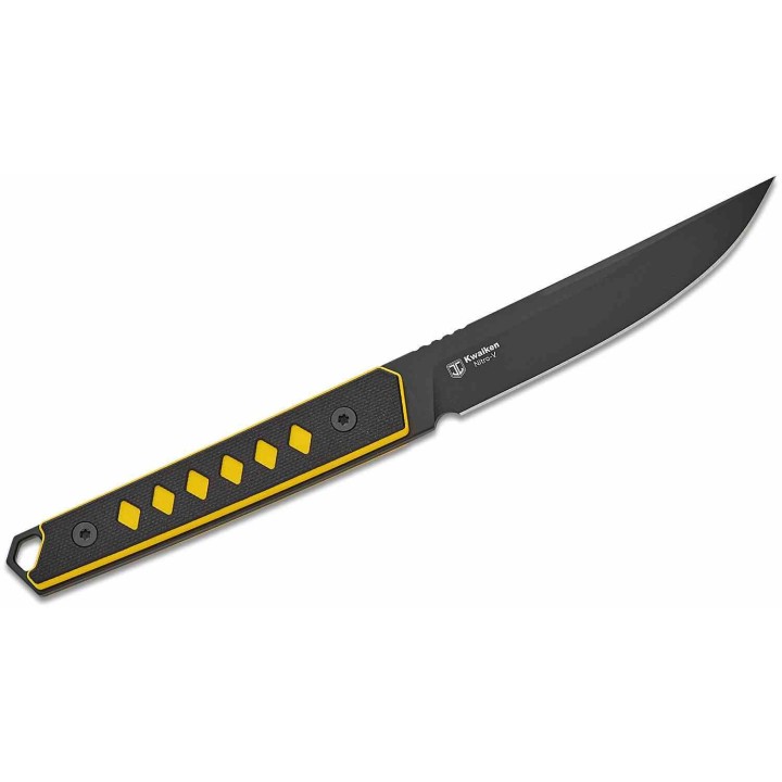 Couteau Kizer Kwaiken Lame Trailing Point Acier Nitro-V Noir/Jaune Manche G10 Etui Kydex KI1066A3 - Livraison Gratuite