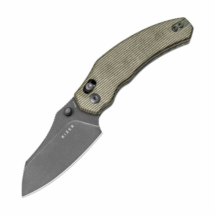 Couteau Kizer Bulldog Clutch Lock Green Lame Sheepsfoot Nitro-V Manche Micarta Clip IKBS KIV3672A3 - Livraison Gratuite