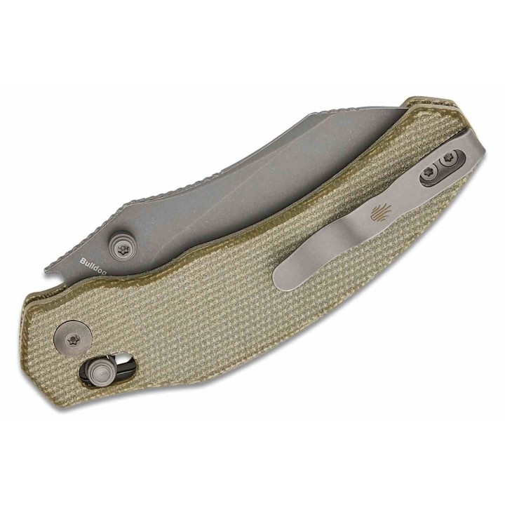 Couteau Kizer Bulldog Clutch Lock Green Lame Sheepsfoot Nitro-V Manche Micarta Clip IKBS KIV3672A3 - Livraison Gratuite