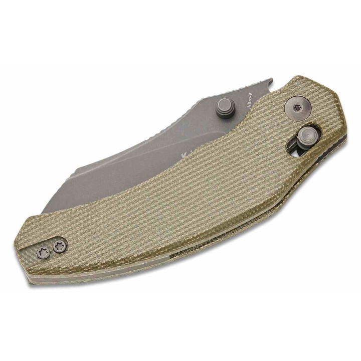 Couteau Kizer Bulldog Clutch Lock Green Lame Sheepsfoot Nitro-V Manche Micarta Clip IKBS KIV3672A3 - Livraison Gratuite