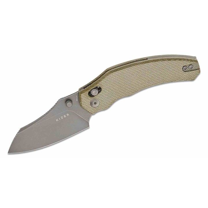 Couteau Kizer Bulldog Clutch Lock Green Lame Sheepsfoot Nitro-V Manche Micarta Clip IKBS KIV3672A3 - Livraison Gratuite