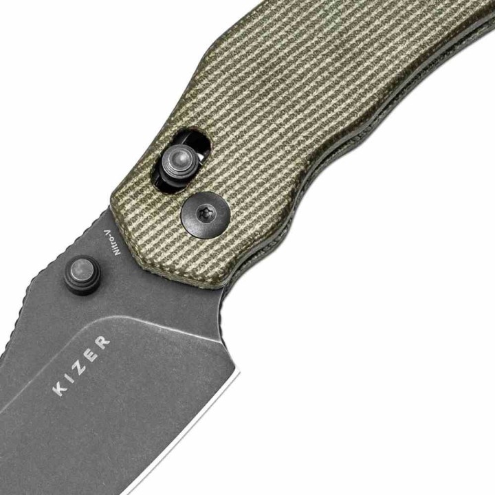 Couteau Kizer Bulldog Clutch Lock Green Lame Sheepsfoot Nitro-V Manche Micarta Clip IKBS KIV3672A3 - Livraison Gratuite