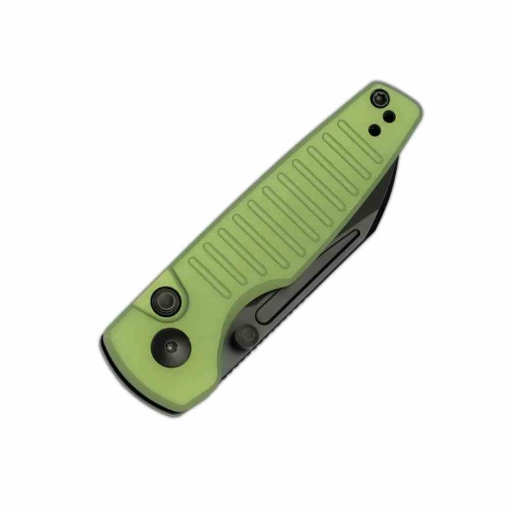 Couteau Kizer Parakeet Green Lame Sheepsfoot Acier Nitro-V Noir Manche Alu Button Lock Clip KIV2706A5 - Livraison Gratuite