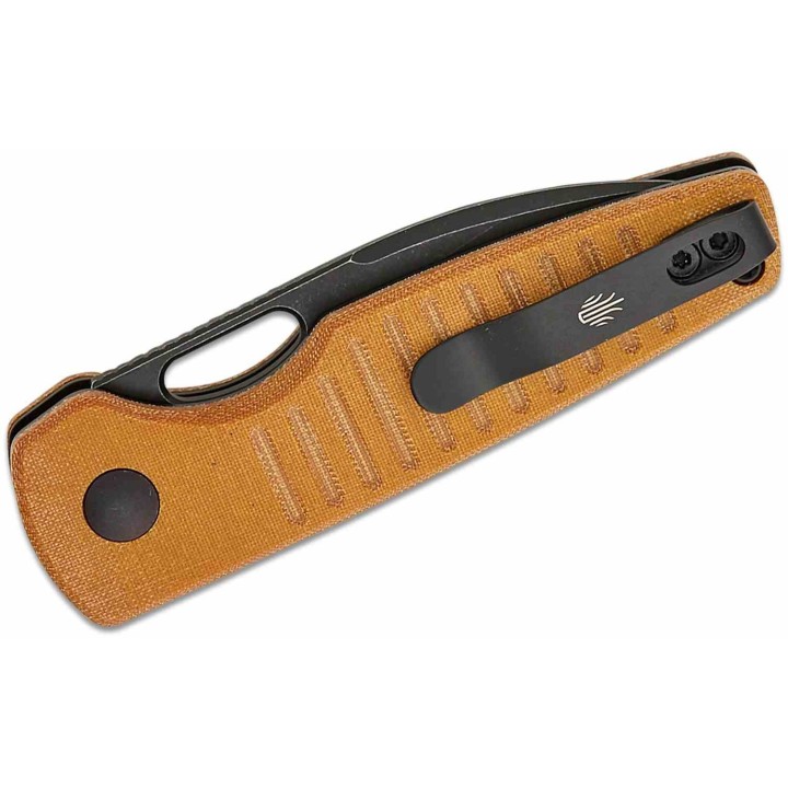 Couteau Kizer Parakeet Brown Lame Drop Point Acier Nitro-V Black Manche Micarta Buttlon Lock Clip KIV2706A3 - Livraison Gratuite