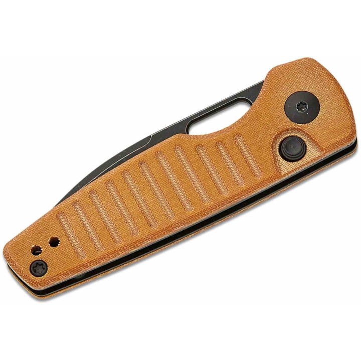 Couteau Kizer Parakeet Brown Lame Drop Point Acier Nitro-V Black Manche Micarta Buttlon Lock Clip KIV2706A3 - Livraison Gratuite