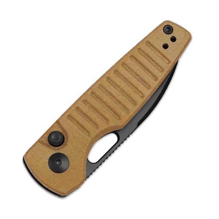Couteau Kizer Parakeet Brown Lame Drop Point Acier Nitro-V Black Manche Micarta Buttlon Lock Clip KIV2706A3 - Livraison Gratuite