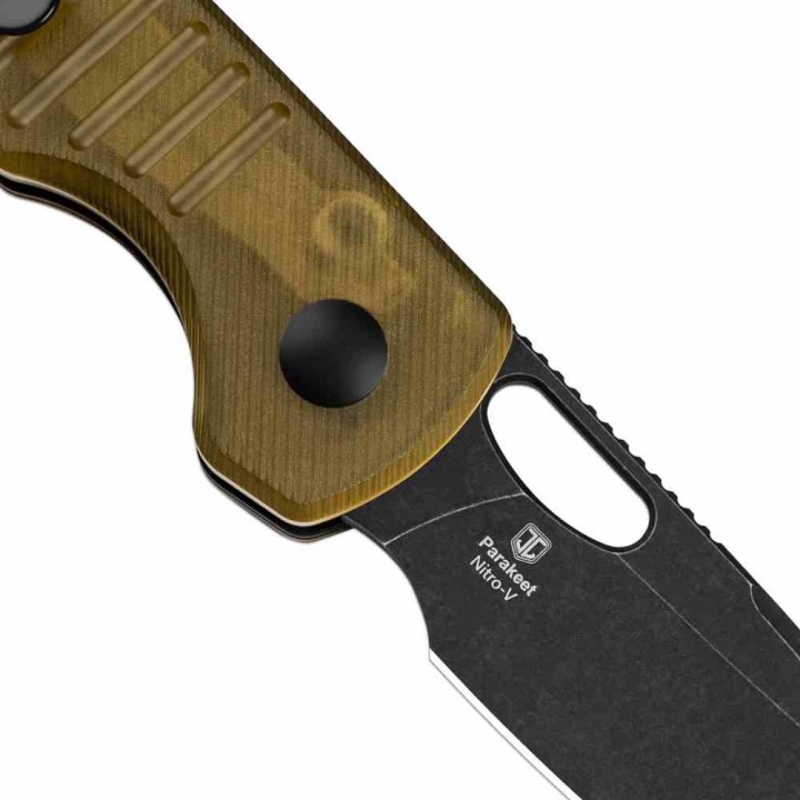 Couteau Kizer Parakeet Ultem (PEI) Lame Drop Point Acier Nitro-V Black Buttlon Lock Clip KIV2706A1 - Livraison Gratuite