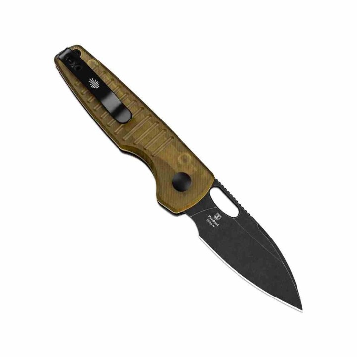 Couteau Kizer Parakeet Ultem (PEI) Lame Drop Point Acier Nitro-V Black Buttlon Lock Clip KIV2706A1 - Livraison Gratuite