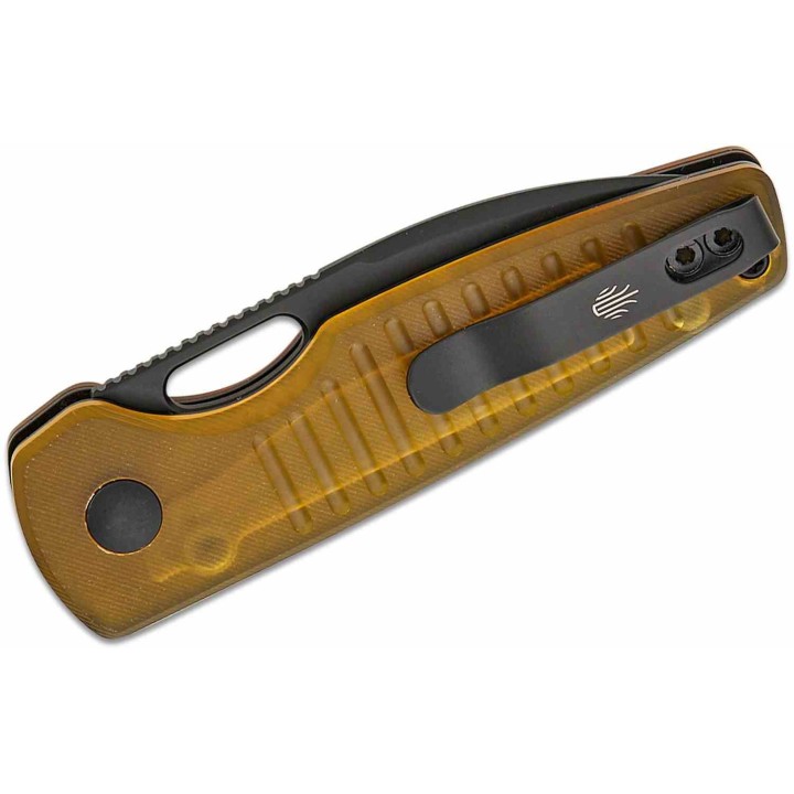 Couteau Kizer Parakeet Ultem (PEI) Lame Drop Point Acier Nitro-V Black Buttlon Lock Clip KIV2706A1 - Livraison Gratuite