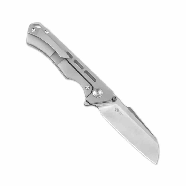 Couteau Kizer Crest Gray Lame Sheepsfoot Acier CPM-S35VN Satin Manche Titane Frame Lock KI3714A1 - Livraison Gratuite