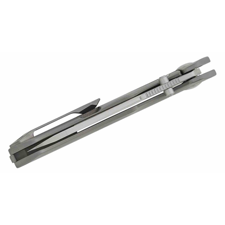 Couteau Kizer Crest Gray Lame Sheepsfoot Acier CPM-S35VN Satin Manche Titane Frame Lock KI3714A1 - Livraison Gratuite