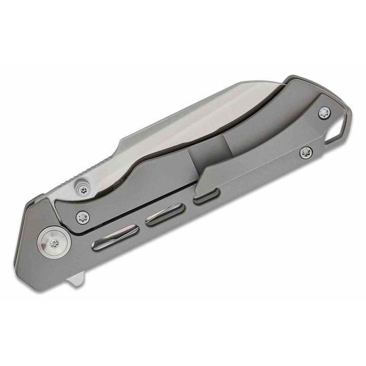 Couteau Kizer Crest Gray Lame Sheepsfoot Acier CPM-S35VN Satin Manche Titane Frame Lock KI3714A1 - Livraison Gratuite