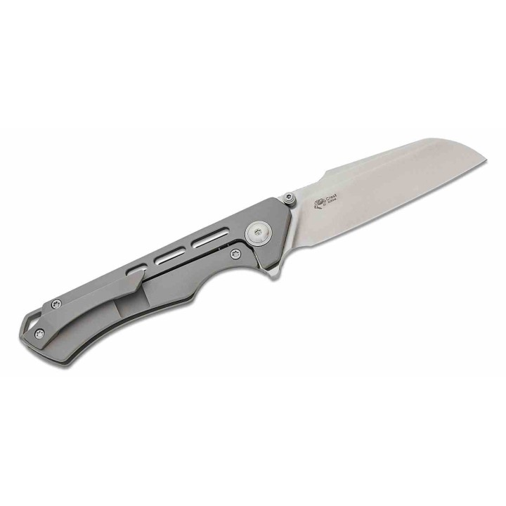 Couteau Kizer Crest Gray Lame Sheepsfoot Acier CPM-S35VN Satin Manche Titane Frame Lock KI3714A1 - Livraison Gratuite