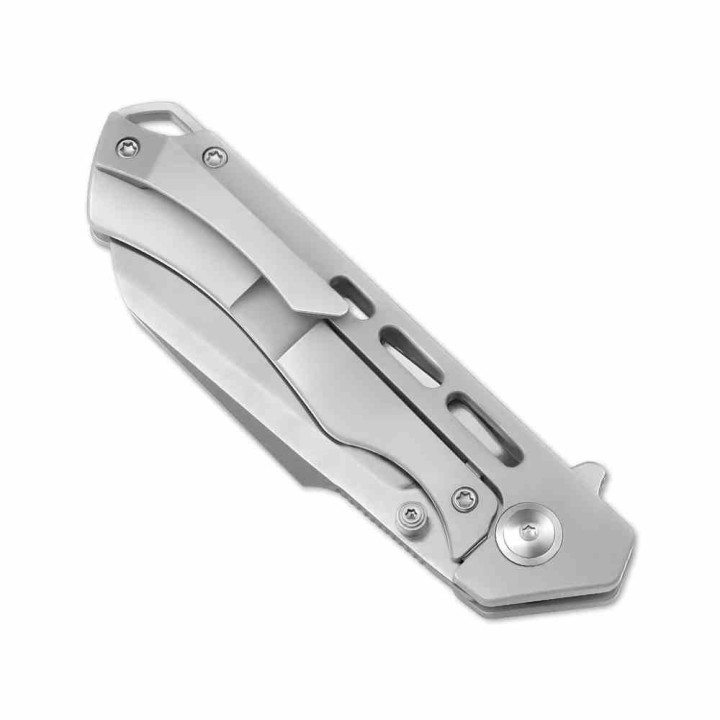 Couteau Kizer Crest Gray Lame Sheepsfoot Acier CPM-S35VN Satin Manche Titane Frame Lock KI3714A1 - Livraison Gratuite