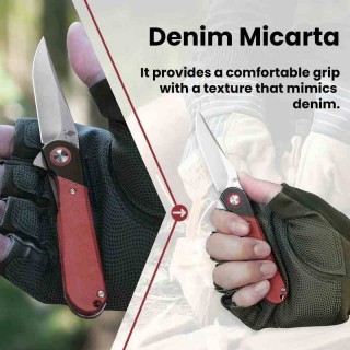 Couteau Kizer Comet Micarta Red Denim Lame Acier 154CM Manche Micarta IKBS Linerlock Clip KIV3614C4 - Livraison Gratuite