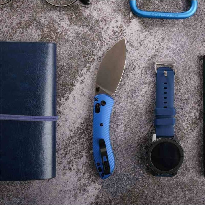 Couteau Vosteed Mini Nightshade Blue Lame Acier 14C28N Satin Manche Alu Crossbar Lock IKBS VOSA0216 - Livraison Gratuite