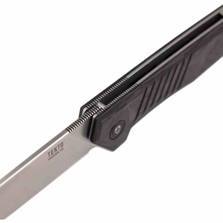 Couteau Tekto Knives F1 Alpha Lame Acier D2 Manche G10/FCarbone Linerlock Clip Made USA TKTF1CBKSL1 - Livraison Gratuite
