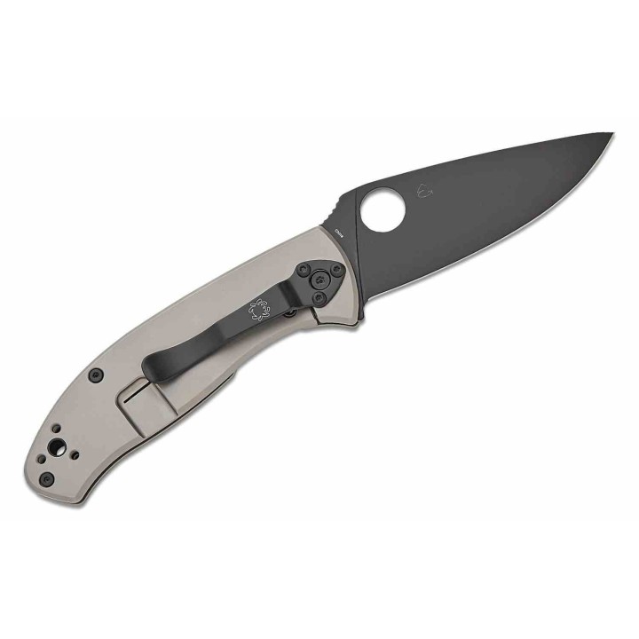 Couteau Spyderco Tenacious R.I.L. Lame Acier 8Cr13MoV Noir Manche Titane Gris Frame Lock SC122TIBKP - Livraison Gratuite