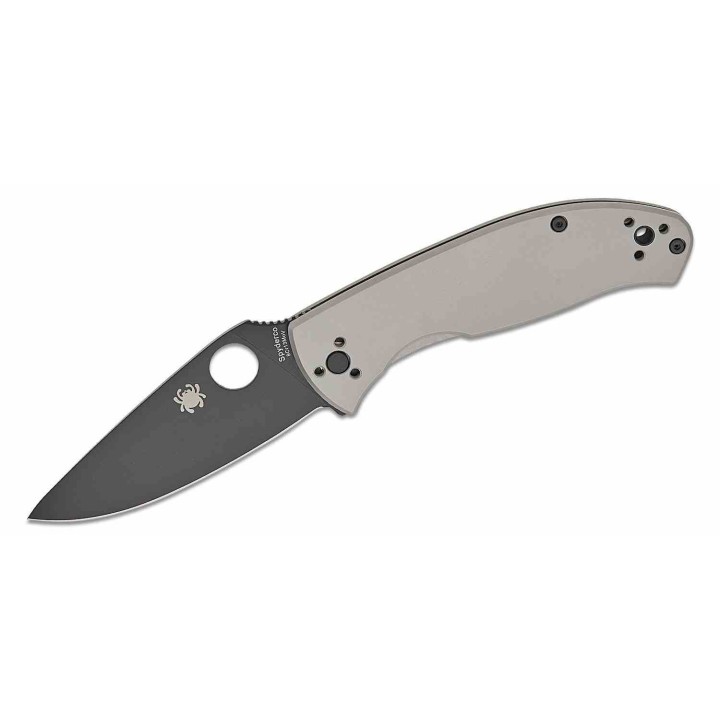 Couteau Spyderco Tenacious R.I.L. Lame Acier 8Cr13MoV Noir Manche Titane Gris Frame Lock SC122TIBKP - Livraison Gratuite