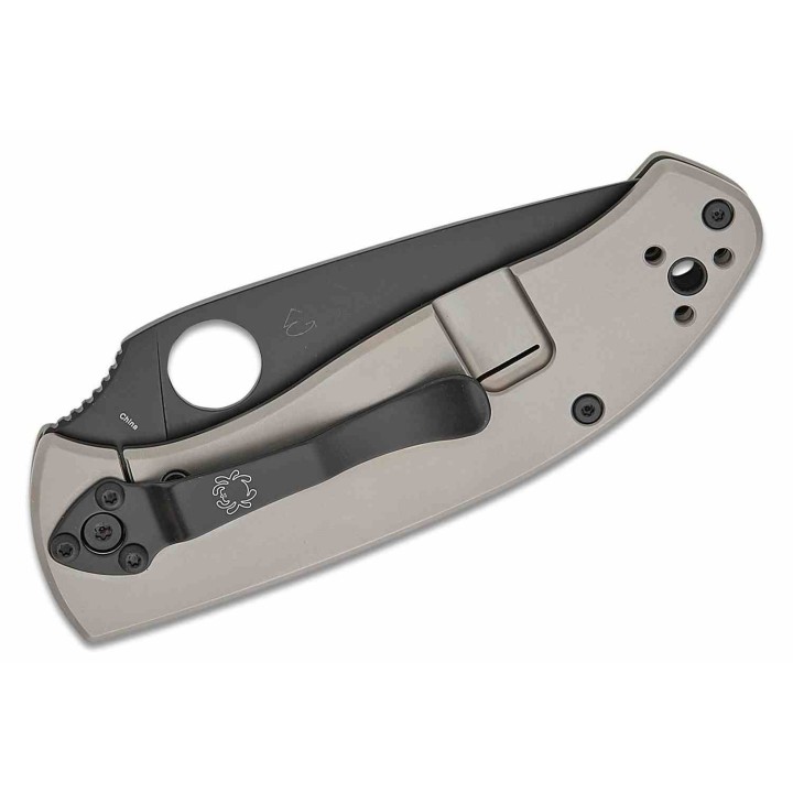 Couteau Spyderco Tenacious R.I.L. Lame Acier 8Cr13MoV Noir Manche Titane Gris Frame Lock SC122TIBKP - Livraison Gratuite
