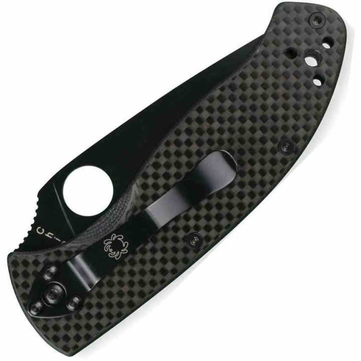 Couteau Spyderco Tenacious Carbon Fiber/G-10 Lame Acier 8Cr13MoV Noir Linerlock Clip SC122CFBBKP - Livraison Gratuite
