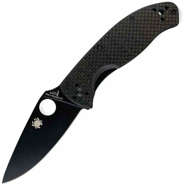 Couteau Spyderco Tenacious Carbon Fiber/G-10 Lame Acier 8Cr13MoV Noir Linerlock Clip SC122CFBBKP - Livraison Gratuite