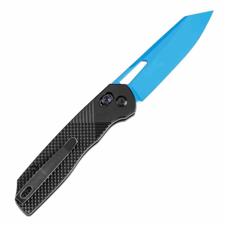 Couteau Tenable Shard Blue Lame Reverse Tanto Acier 14C28N Manche Alu Noir Crossbar Lock T1006V2 - Livraison Gratuite