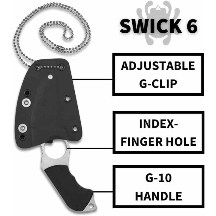Couteau Spyderco Swick 6 Lame Wharncliffe Acier LC200N Manche G10 Etui Boltaron Made USA SCFB14P6 - Livraison Gratuite