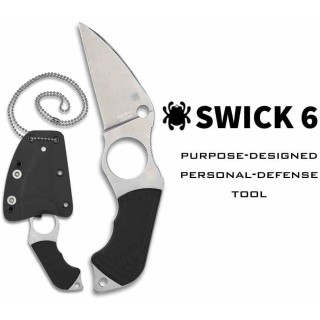 Couteau Spyderco Swick 6 Lame Wharncliffe Acier LC200N Manche G10 Etui Boltaron Made USA SCFB14P6 - Livraison Gratuite