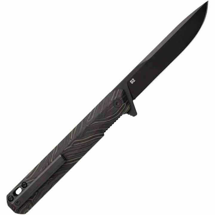 Couteau Tekto F2 Bravo Lame Drop Point D2 Manche G10/Damascus IKBS TKTF2GMXBK1 - Livraison Gratuite