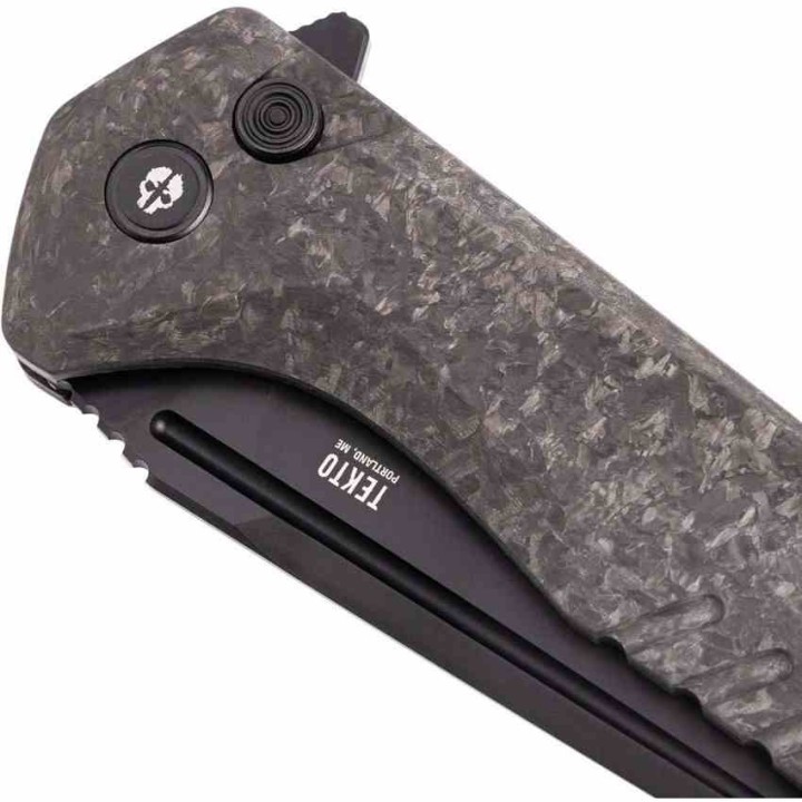 Couteau Tekto F3 Charlie Lame D2 Revêtue Titane Manche Fibre de Carbone Button Lock Clip USA TKTF3CBKBK1 - Livraison Gratuite