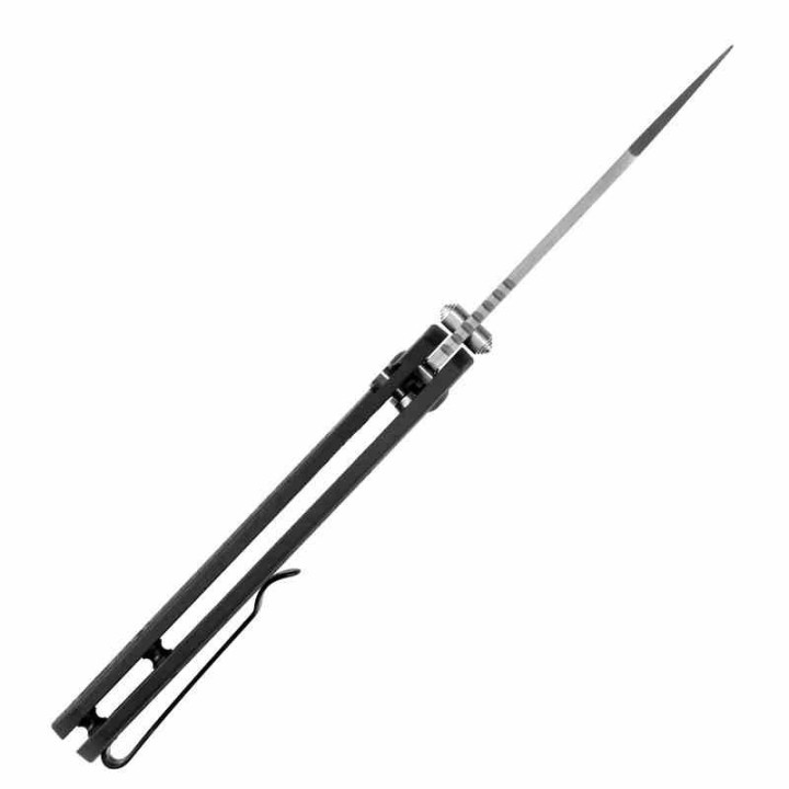 Couteau Pliant CJRB Pyrite-Light Lame Wharncliffe Acier Damas Manche FRN Noir Button Lock J1945DBK -  Livraison Gratuite