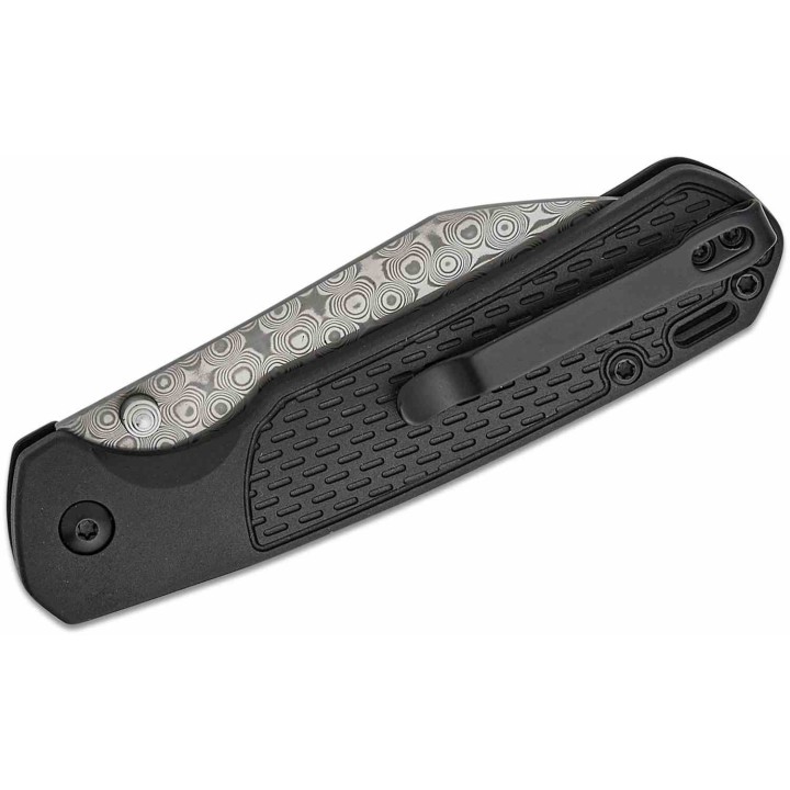 Couteau Pliant CJRB Pyrite-Light Lame Wharncliffe Acier Damas Manche FRN Noir Button Lock J1945DBK -  Livraison Gratuite