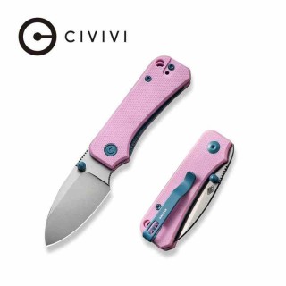 Couteau CIVIVI Baby Banter Pink Lame Acier Nitro-V Satin Manche G10 IKBS Liner Lock CIVC19068S10 - Livraison Gratuite