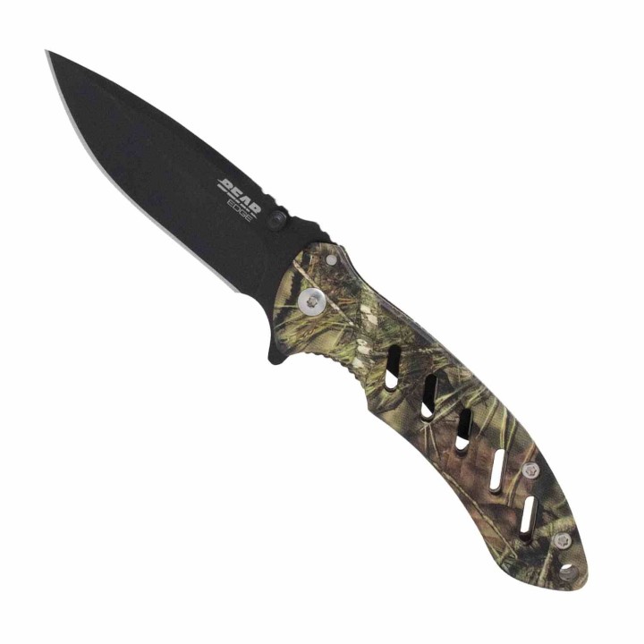 Couteau Pliant Bear Edge Brisk 1.0 Lame Acier 440 Noir Manche Acier Inox Camo Frame Lock BC61507 -  Livraison Gratuite