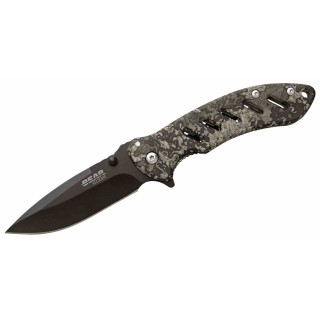 Couteau Pliant Bear Edge Brisk 1.0 Lame Acier 440 Noir Manche Acier Inox Camo Frame Lock BC61507 -  Livraison Gratuite