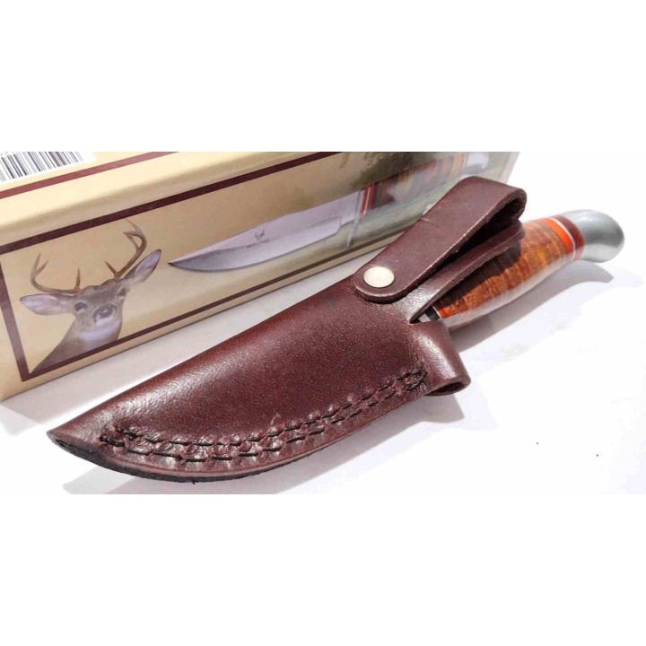 Couteau Frost Cutlery Skinner Lame Clip Point Acier Inox Manche Cuir Etui Cuir FWT1028 - Livraison Gratuite