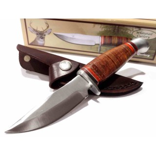 Couteau Frost Cutlery Skinner Lame Clip Point Acier Inox Manche Cuir Etui Cuir FWT1028 - Livraison Gratuite