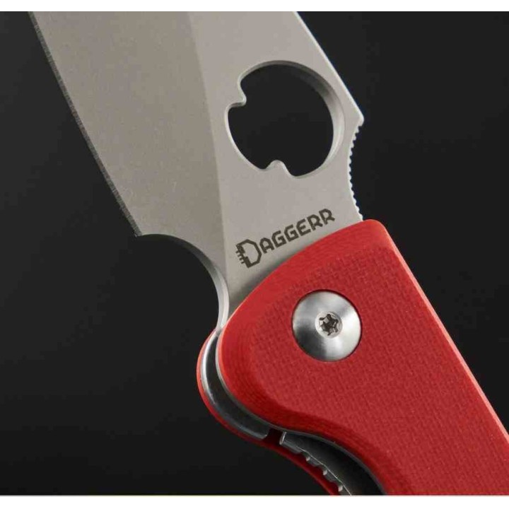 Couteau Pliant Daggerr Zhalo Mini Red Lame Acier D2 SW Manche G10 Liner Lock Clip DGR2MRDSW - Livraison Gratuite