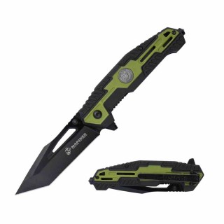 LOT DE 2 Couteau USMC Marine A/O Black/Green Lame Tanto Acier 3Cr13 Manche FRN Brise-Vitres Clip USMA3001GN - Livraison Gratuite