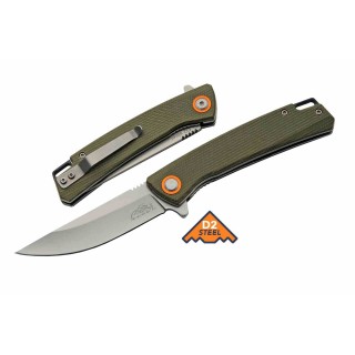 Couteau Rite Edge Lame Clip Point Acier D2 Manche Micarta Vert Linerlock Clip IKBS CN4010GN - Livraison Gratuite
