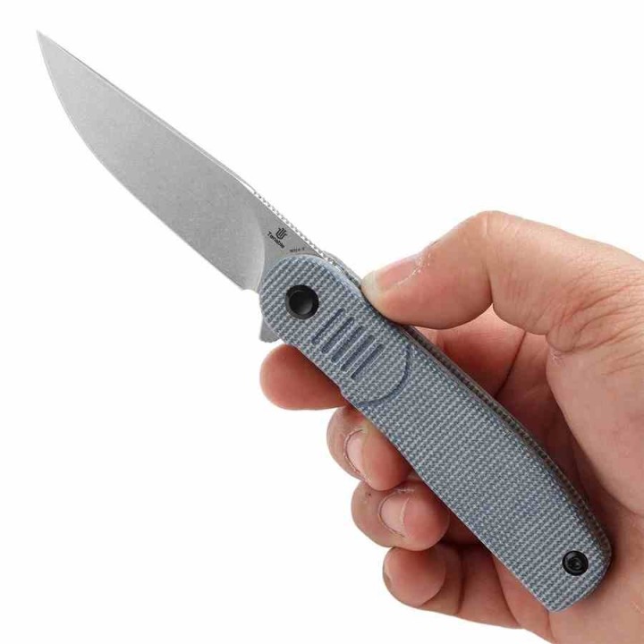 Couteau Pliant Tenable Einar Blue Lame Acier Nitro-V SW Manche Micarta Bleu Liner Lock Clip T2072A2 - Livraison Gratuite