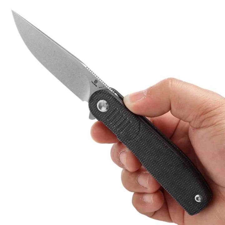 Couteau Pliant Tenable Einar Black Lame Drop Point Acier Nitro-V SW Manche Micarta Liner Lock Clip T2072A3 - Livraison Gratuite