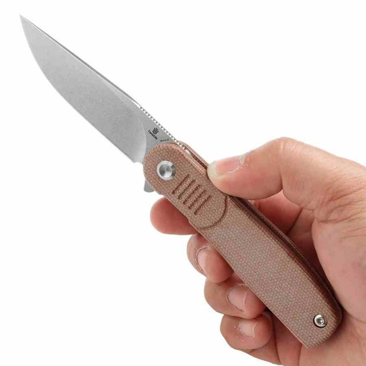 Couteau Pliant Tenable Einar Brown Lame Drop Point Acier Nitro-V SW Manche Micarta Liner Lock Clip T2072A5 - Livraison Gratuite