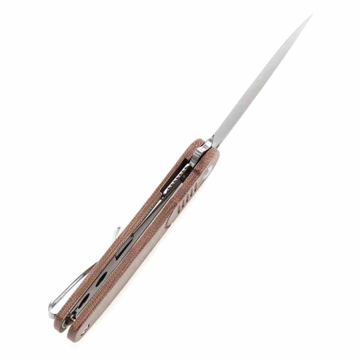 Couteau Pliant Tenable Einar Brown Lame Drop Point Acier Nitro-V SW Manche Micarta Liner Lock Clip T2072A5 - Livraison Gratuite