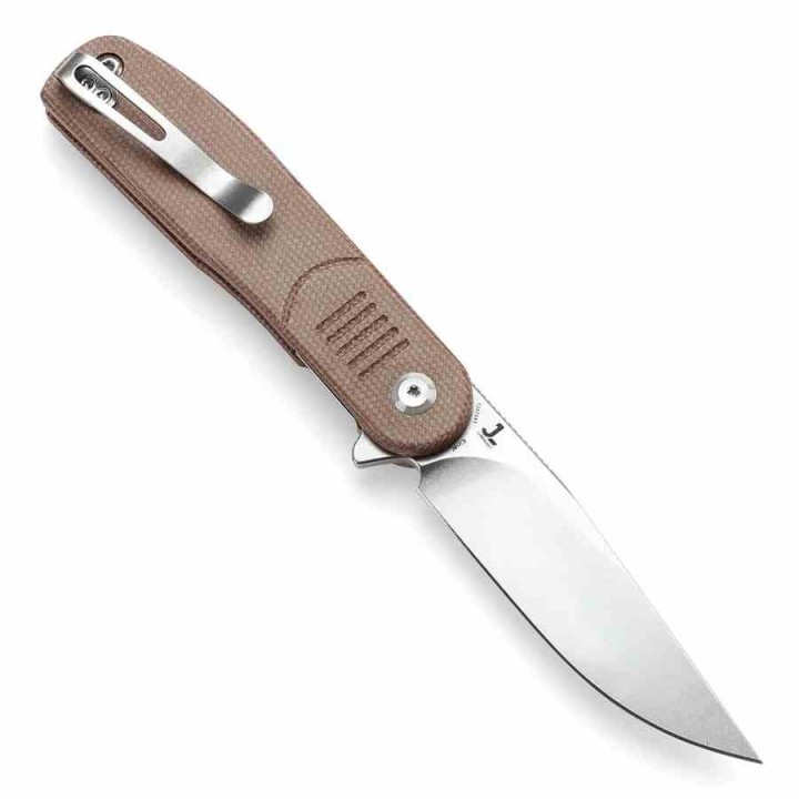 Couteau Pliant Tenable Einar Brown Lame Drop Point Acier Nitro-V SW Manche Micarta Liner Lock Clip T2072A5 - Livraison Gratuite