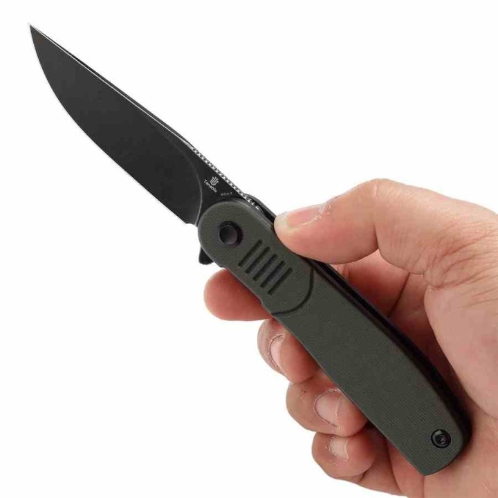 Couteau Pliant Tenable Einar OD Green Lame Drop Point Acier Nitro-V Manche G10 Liner Lock Clip T2072A1 - Livraison Gratuite