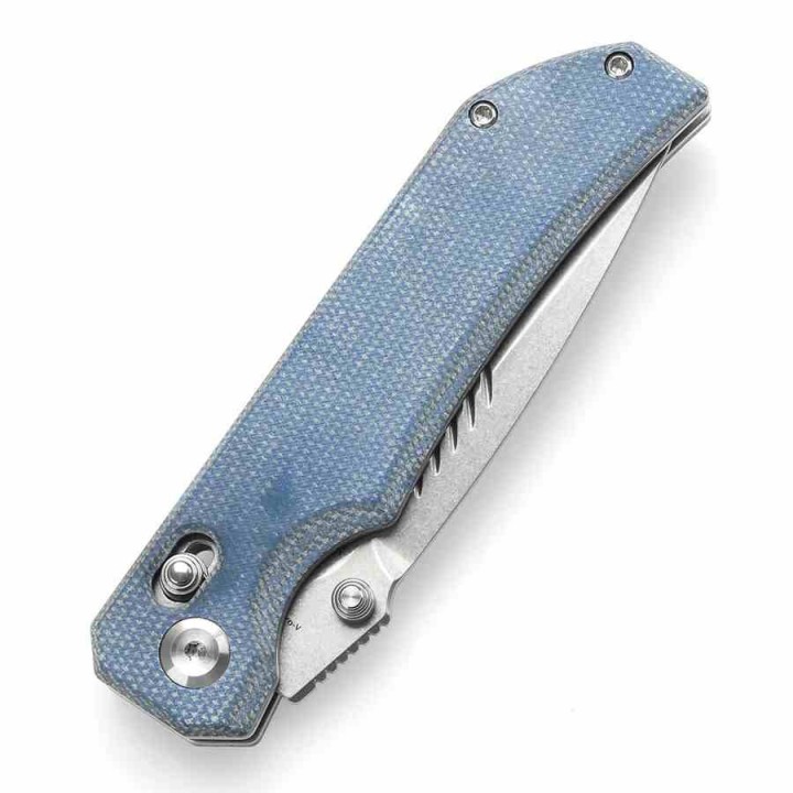 Couteau Tenable Eaglestrike Blue Lame Acier Nitro-V Manche Micarta Cross Bar Lock T1095V2 - Livraison Gratuite