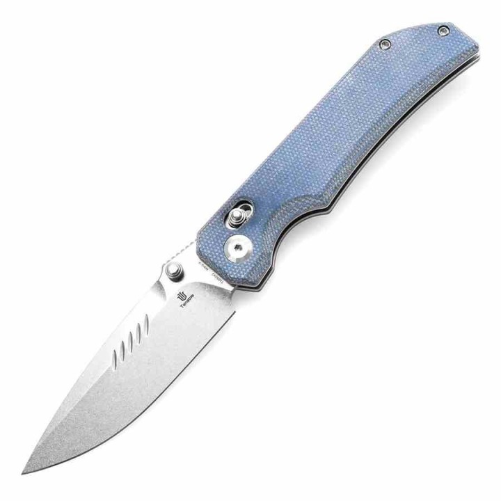 Couteau Tenable Eaglestrike Blue Lame Acier Nitro-V Manche Micarta Cross Bar Lock T1095V2 - Livraison Gratuite